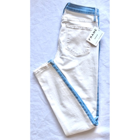 FRAME DENIM WOMEN NWT LE SKINNY DE JEANNE COLORBLOCK ARIZONA JEAN. SIZE 26 - Picture 4 of 11